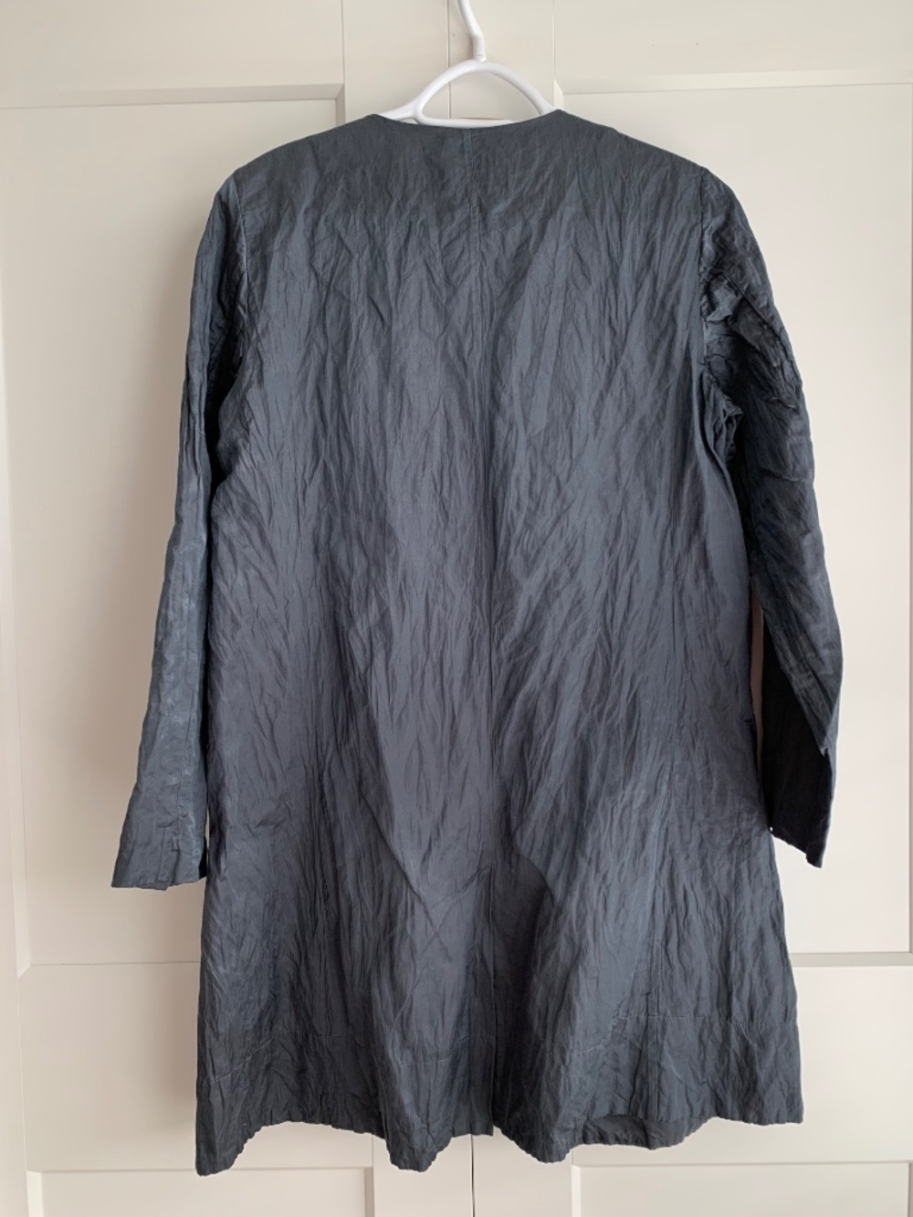 Eileen Fisher Women's Organic Cotton Satin Steel Coast Duster Jacket Size PM - Picture 3 of 14